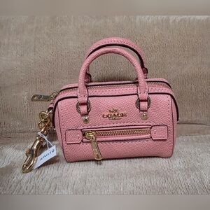 Coach CC312 Mini ROWAN Satchel Bag Charm Gold/Candy Pink NEW!